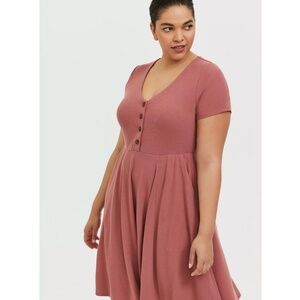 Mini Rib Button-Down Skater Dress